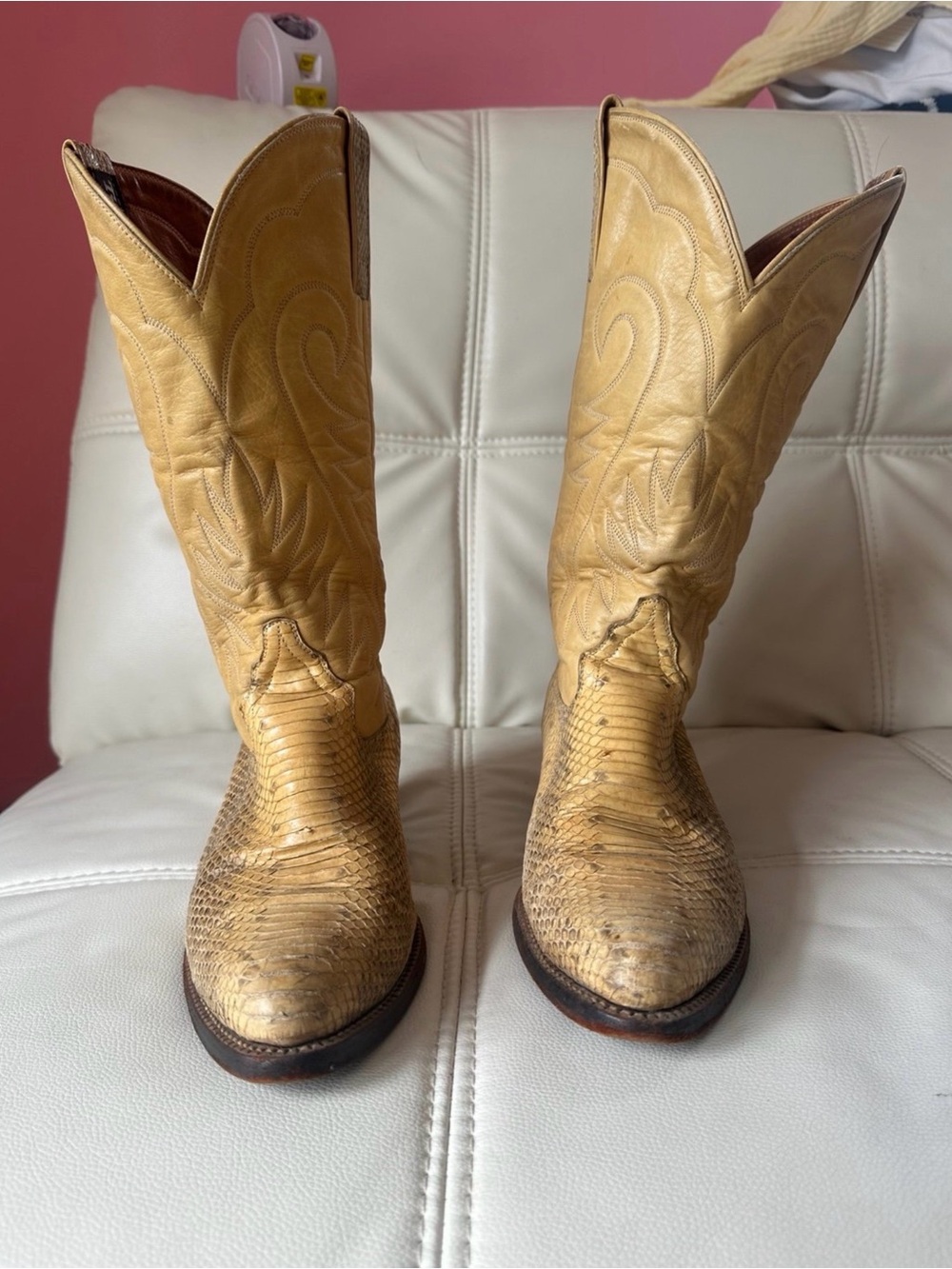 Vintage Tony Leather Snakeskin Cowboy Boots – Size 9